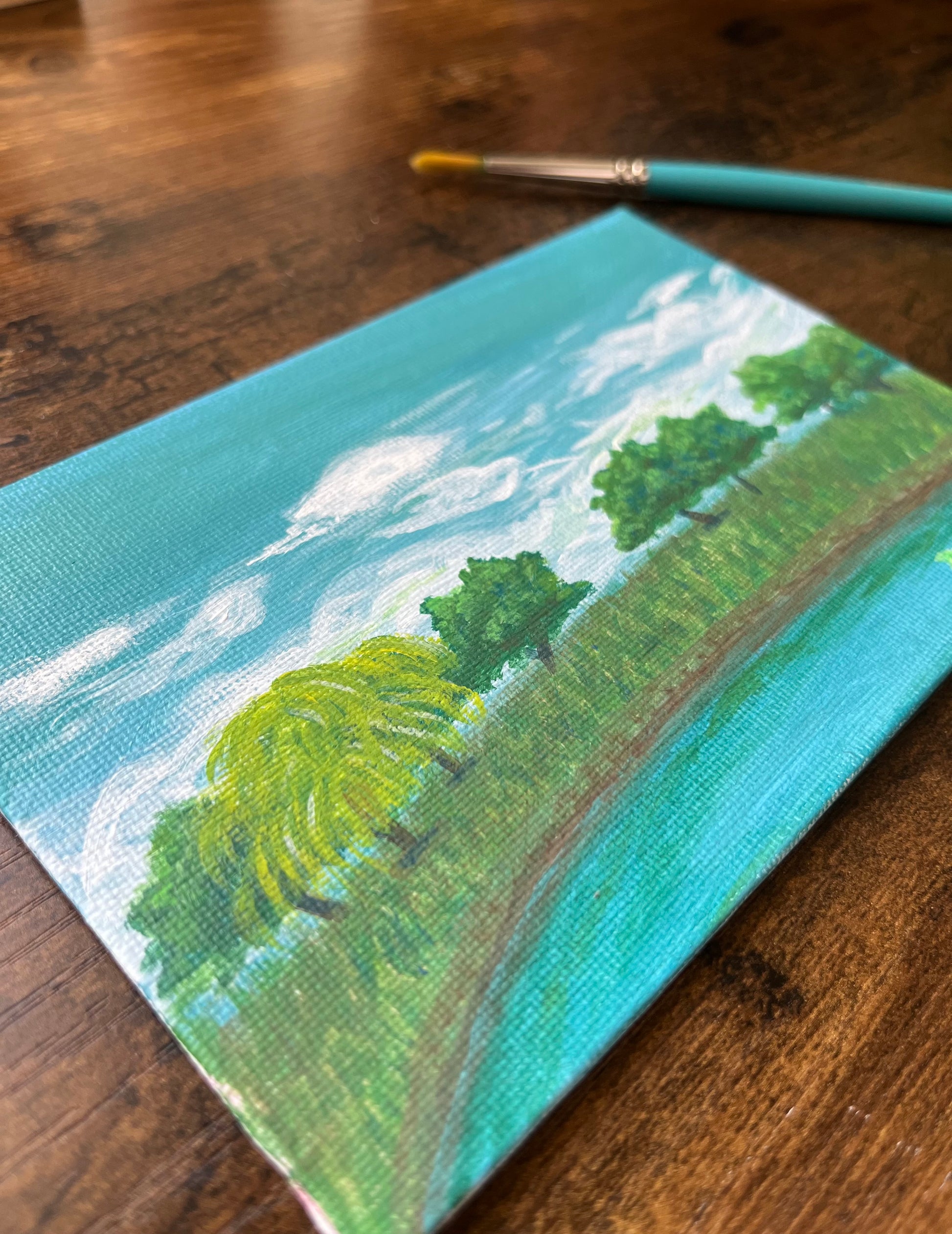 Side view of pond painting